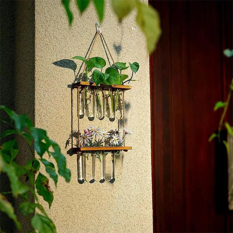 Three-Tier Hanging Plant Propagation Station - Decorative Glass Vase for Home and Garden