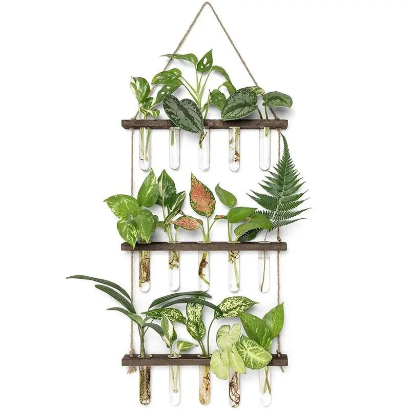 Three-Tier Hanging Plant Propagation Station - Decorative Glass Vase for Home and Garden