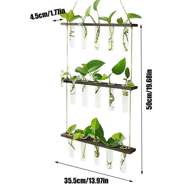Three-Tier Hanging Plant Propagation Station - Decorative Glass Vase for Home and Garden