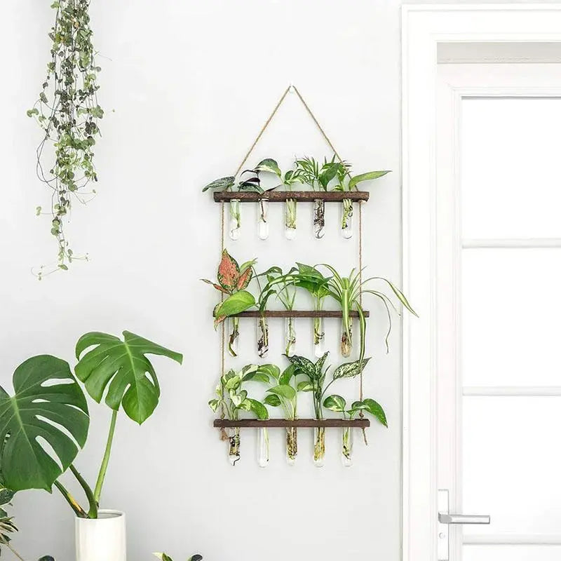 Three-Tier Hanging Plant Propagation Station - Decorative Glass Vase for Home and Garden