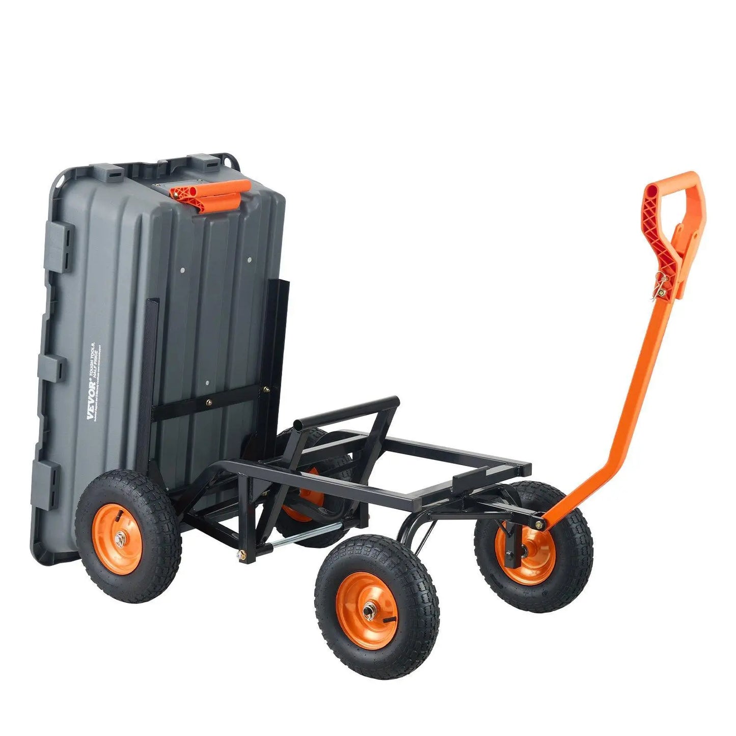 【Father'S Day】Vevor Poly Garden Dump Cart with Easy to Assemble Steel Frame, 2-In-1 Convertible Handle, 13 Inch Tires, Max Capacity 1500 Lbs, Utility Wheelbarrow Productivity Yard